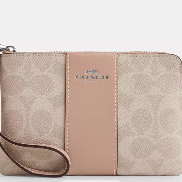Coach Beige and Pink Wristlet - Picture 1 of 3